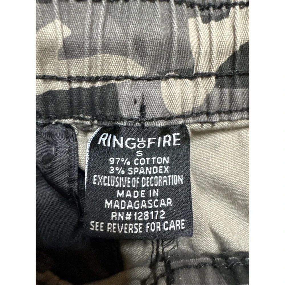Ring of Fire Mens Camo Cargo Jogger Pants Grey Black Camouflage RYB1042 Size‎ S